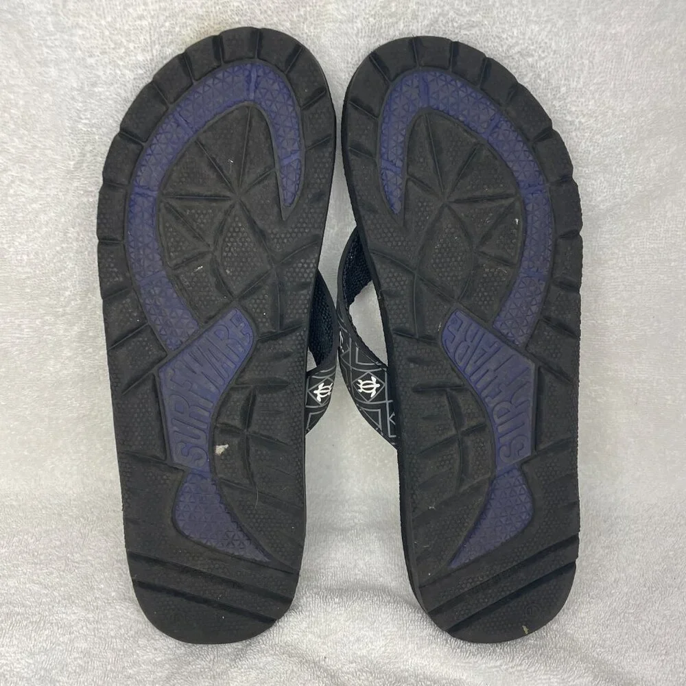 SurfWare- Men's Black Flip Flops Everyday Beach Summer Sandals Shoes Size 10 - Picture 4 of 7